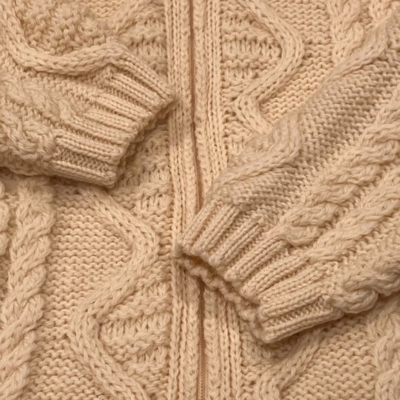 Aran Mor Ireland Zip Front Wool Cardigan, Natural, L - Picture 5 of 7